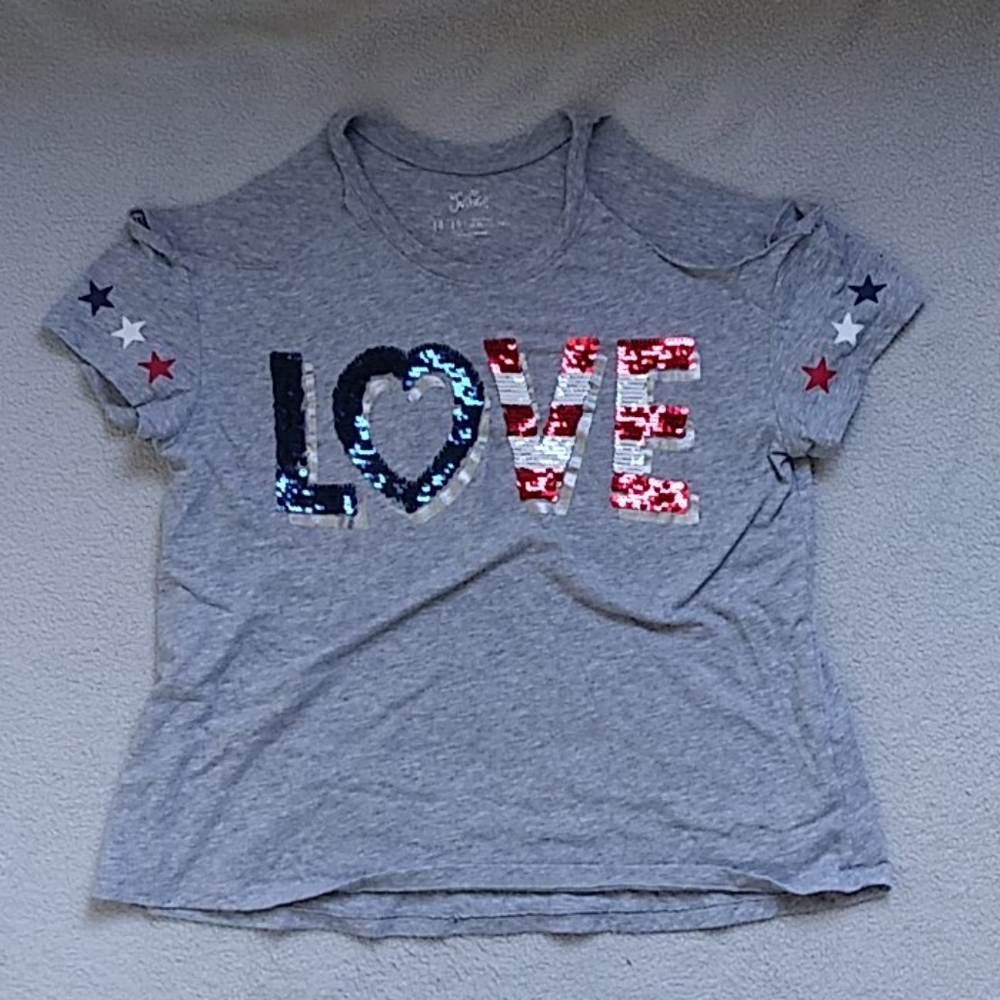 Gray shirt with USA sequin print